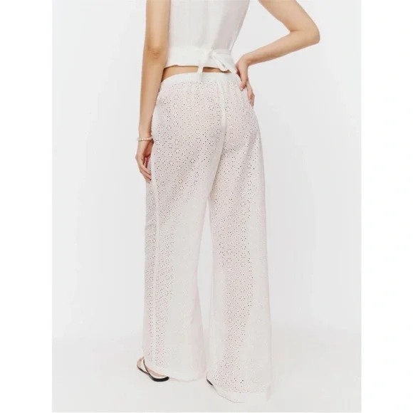 Reformation Olina Eyelet Pants White size Small Petite NWT - Picture 2 of 8